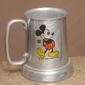 Vintage aluminum Mickey Mouse Mug-WALT DISNEY PRODUCTIONS- Clear Bottom Mug -